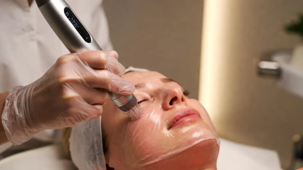 Frau bei RF‑Mikroneedling Behandlung für Skin Longevity in Frankfurt